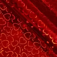 Пленка голографическая, &laquo;Сердечки&raquo;, красная, 70 см &times; 1 м