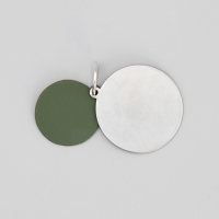 Адресник под гравировку + подвес &laquo;Меня ждут дома&raquo;, верхняя часть d=2,2 см, нижняя d=3 см, цвет хаки