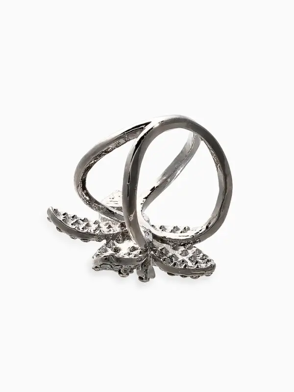 Кольцо для платка "Цветок Лилии", цвет белый в серебре