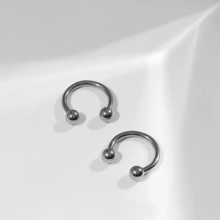 Пирсинг в бровь циркуляр, шар, d=8 мм, пара, цвет серебро