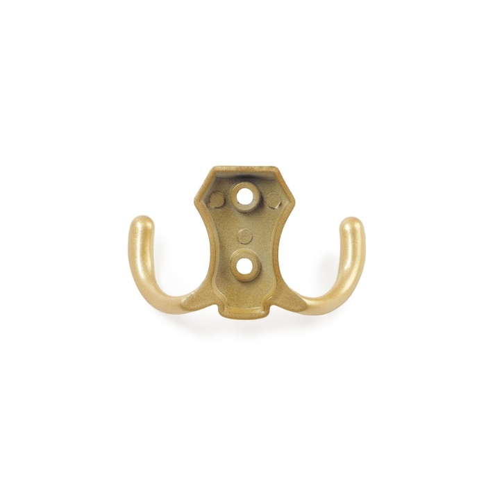 Крючок мебельный ТУНДРА КМ201SG, двухрожковый, цвет матовое золотое