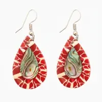Серьги "Капельки" ракушка 5,5х2 см, цв. красный
