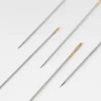 Иглы швейные, d=0.5 - 0.7 мм, 4.3 / 4.5 / 4.7 / 5.3 см, с золотым ушком, 10 шт., с нитевдевателем