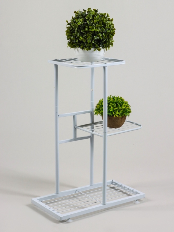Подставка для цветов Greengo, 3 полки, 43 &times; 22 &times; 57 см, напольная, металл, белая