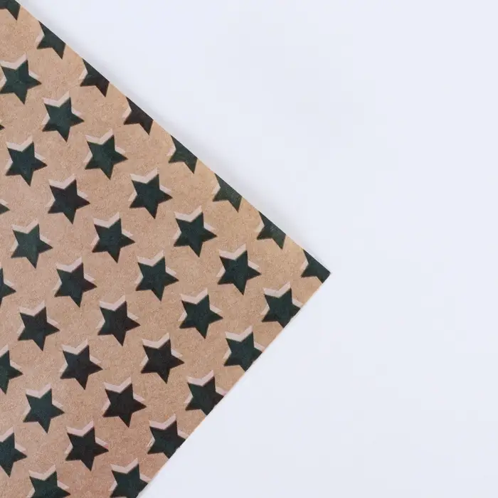 Бумага упаковочная крафтовая &laquo;Звёзды&raquo;, 23 февраля, 50 х 70 см