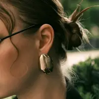 Серьги металл "Тюльпан" цветок, цвет золото