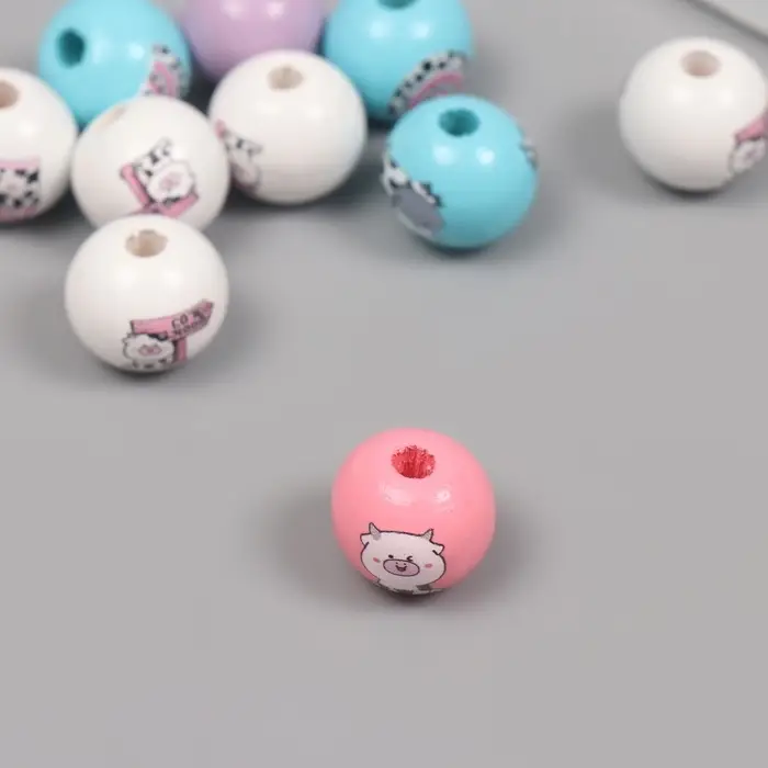 Бусины для творчества дерево "Милые коровки" набор 10 шт 1,6х1,6х1,6 см