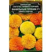 Семена цветов Бархатцы Ванильный пряник F1, смесь сортов  Золотая серия, Ц/П,5 шт.