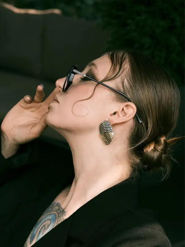 Серьги металл "Тренд" плетение, цвет золото с серебром