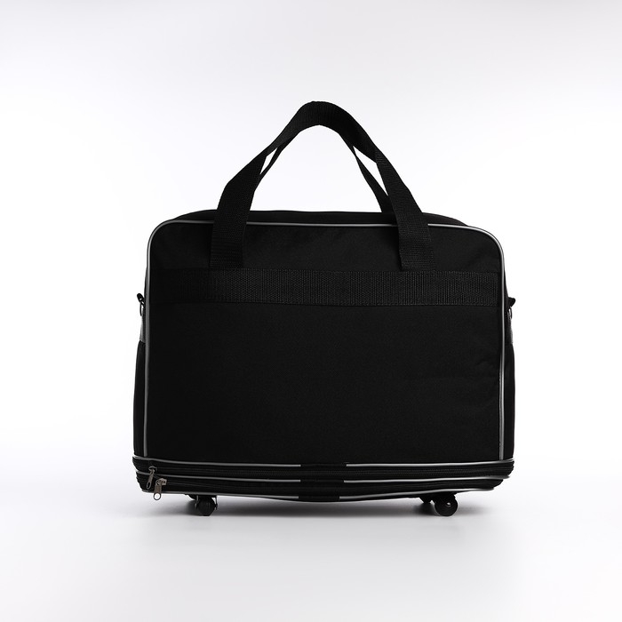 Сумка дорожная 20" на колёсах, отдел на молнии, с увеличением, наружный карман, длинный ремень, цвет чёрный