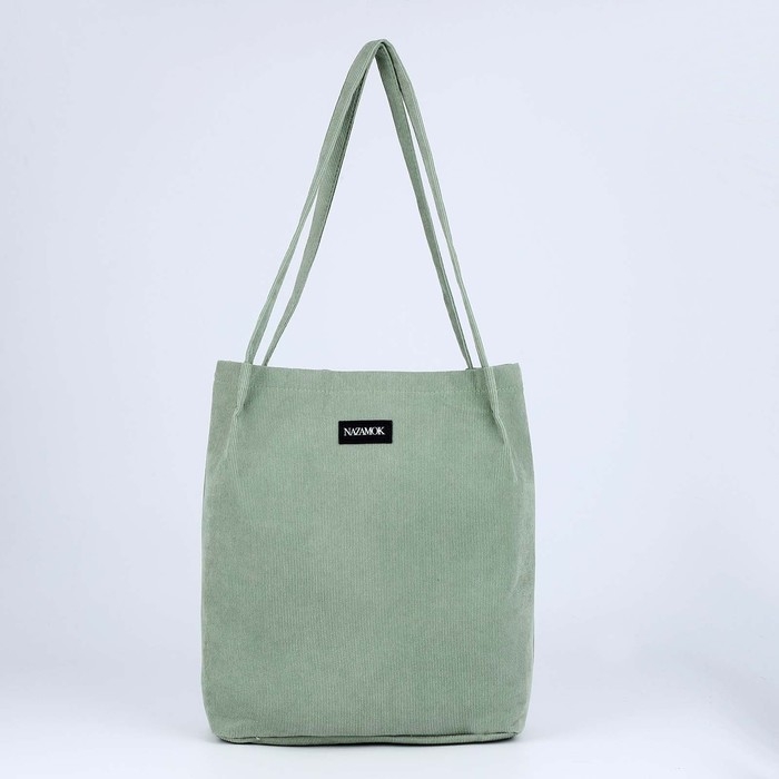 Сумка шопер вельветовый без застёжки, зелёный