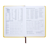 Ежедневник недатированный, А5, 140л, клетка, обл.кожзам, с хлястиком, Цветы, желтый