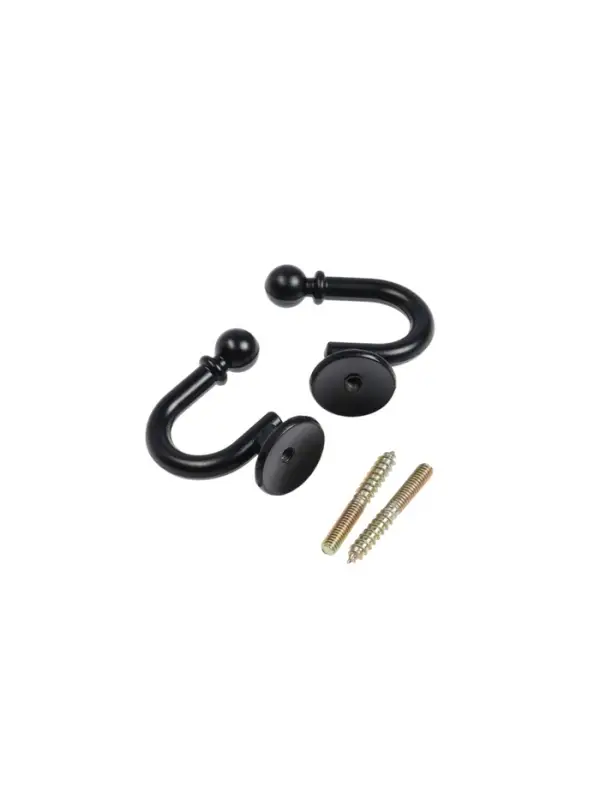 Крючок для штор ТУНДРА KS003, однорожковый, цвет черный, 2 шт