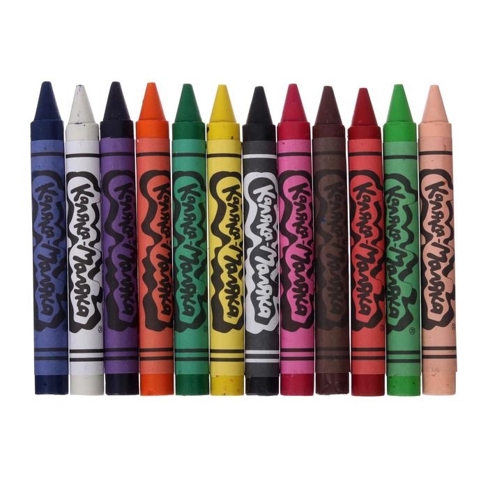 Мелки восковые 12 цветов, &laquo;Каляка-Маляка&raquo;, толстые круглые