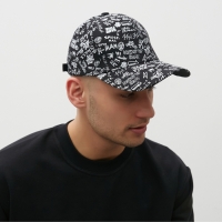 Кепка MINAKU с надписями, цвет чёрный, р-р 58 Кепка MINAKU с надписями, цвет чёрный, р-р 58