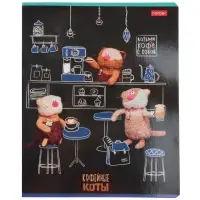 Тетрадь 48л кл Hatber "Кофейные коты", на скобе, скругл углы, 60-65г/м&sup2; 5В МИКС