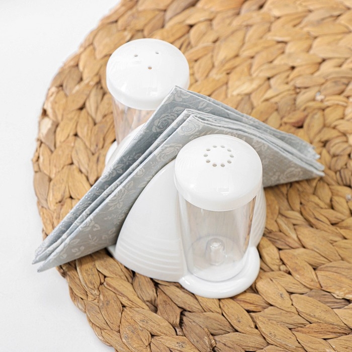 Набор для специй с салфетницей Cake, 2 шт: солонка и перечница 70 мл, цвет слоновая кость Набор для специй с салфетницей Cake, 2 шт: солонка и перечница 70 мл, цвет слоновая кость