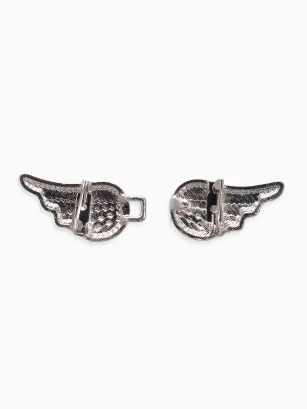 Зажим для кардигана "Ажур", крылья, цвет белый в серебре