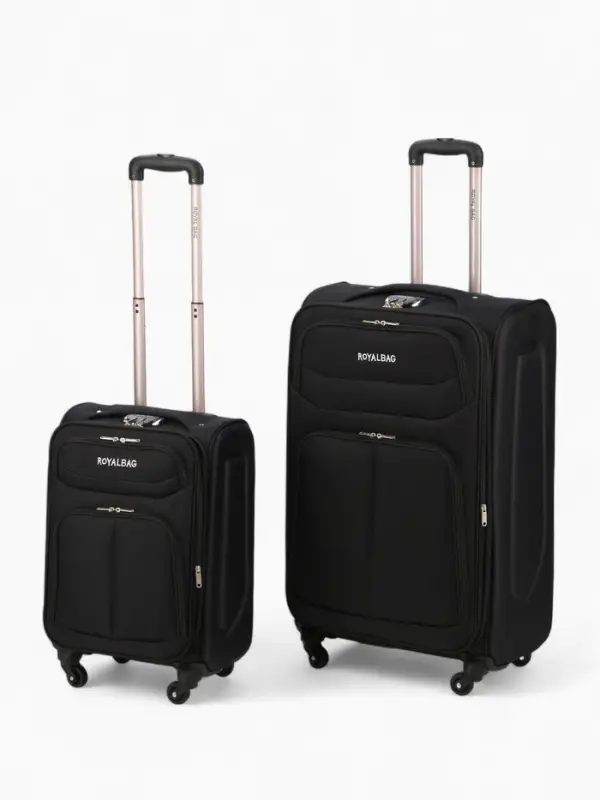 Чемодан 20", Текст, 37*23*55, отд на молнии, 2 нар/карм, увелич, код замок, 4 колеса, черный   10872