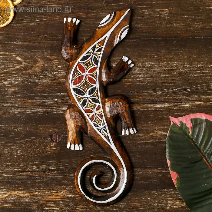 Панно &laquo;Геккон&raquo;, 31&times;11&times;1 см, дерево