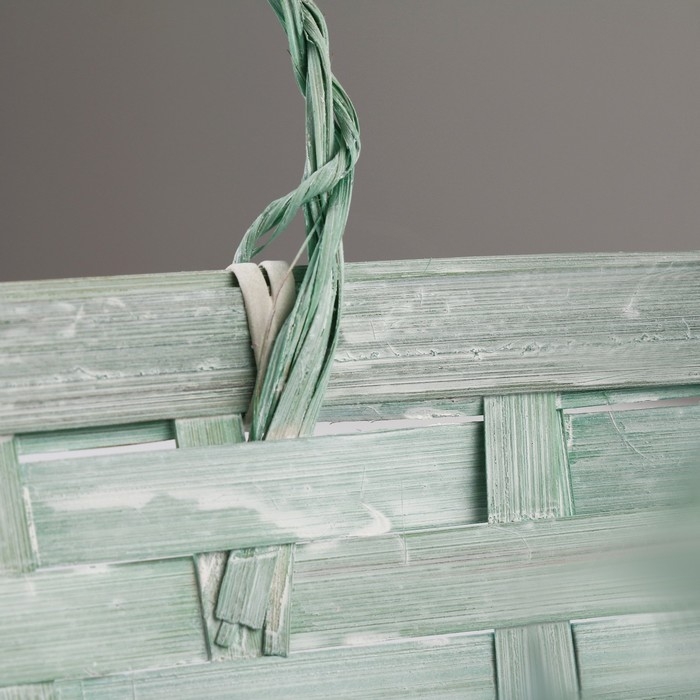 Корзина плетеная, D26 х 13 х 11 см, зеленая, бамбук Корзина плетеная, D26 х 13 х 11 см, зеленая, бамбук