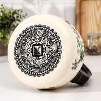 Чайник со свистком &laquo;Луговые цветы&raquo;, 3 л, фиксированная ручка, цвет бежевый, индукция