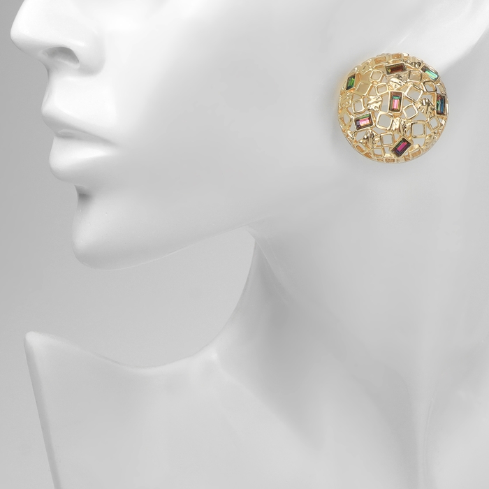 Серьги со стразами &laquo;Блеск вечера&raquo; клуб судьбы, цвет белый в золоте