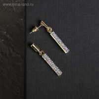 Серьги со стразами &laquo;Геометрия&raquo; тонкий цилиндр, цвет белый в золоте