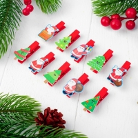 Набор для фото и декора "Новый год", в наборе прищепки 10 шт., верёвка &mdash; 100 см