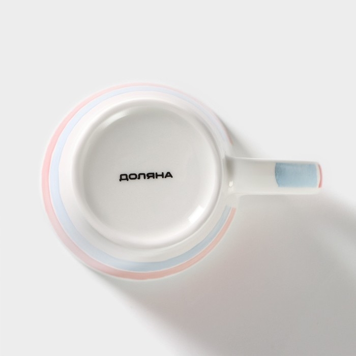 Набор кружек фарфоровых Доляна &laquo;Цветной дым&raquo;, 4 предмета: 340 мл