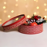 Новый год. Коробка подарочная новогодняя для макарун тубус с окном "Узор" 18 х 18 х 6 см. Новый год. Коробка подарочная новогодняя для макарун тубус с окном "Узор" 18 х 18 х 6 см.