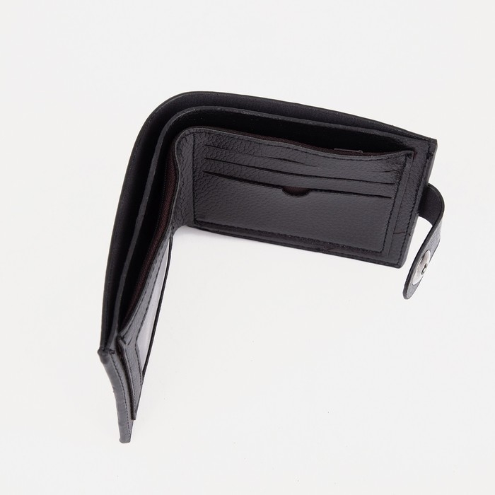 Портмоне мужское на магните, отдел для купюр, для карт, для монет, цвет чёрный Портмоне мужское на магните, отдел для купюр, для карт, для монет, цвет чёрный