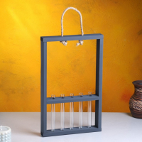 Кашпо деревянное 26&times;5&times;40 см с 5 колбами 15 см "Рамка Экстра Слим", чёрный Дарим Красиво