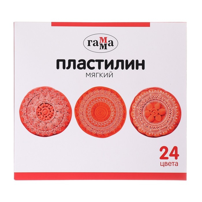 Пластилин 24 цвета 480 г Гамма "Орнамент", со стеком, картон