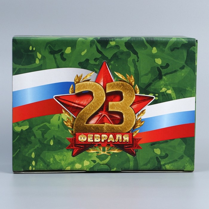 Коробка подарочная сборная, упаковка, &laquo;23 февраля&raquo;, 26 х 19 х 10 см