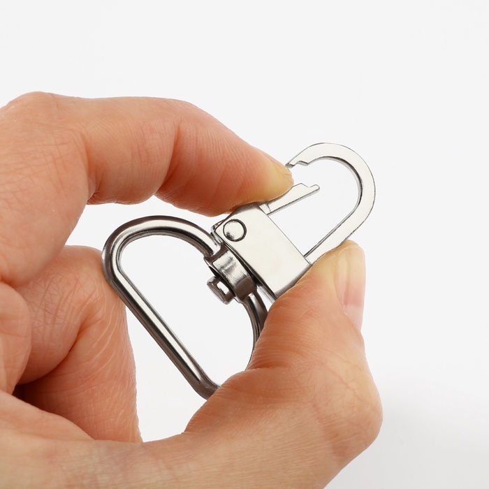 Карабин металлический, 42&times;30 мм / 25&times;2.5 мм, 5 шт., цвет серебряный