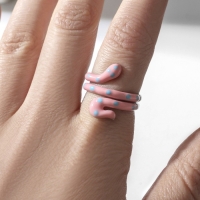 Новый год! Символ года 2025! Кольцо &laquo;Змейка&raquo; в горошек, цвет розовый в серебре, безразмерное