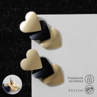 Серьги металл «Тренд» сердечки, цвет чёрно-золотой Серьги металл «Тренд» сердечки, цвет чёрно-золотой