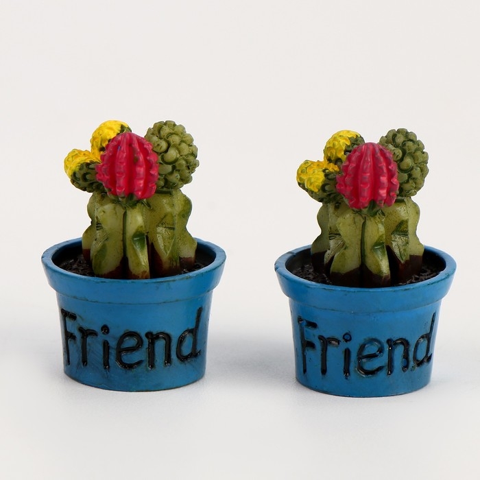 Миниатюра кукольная &laquo;Кактус в горшочке&raquo;, набор 2 шт., размер 1 шт. &mdash; 1,7 &times; 2,5 &times; 1,7 см