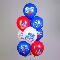 Шар латексный 12" &laquo;Россия &mdash; родина моя!&raquo;, шёлк рис., 1 ст., 2 цв., набор 25 шт., МИКС