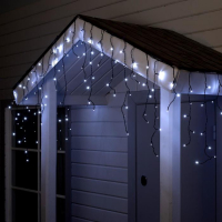 Гирлянда &laquo;Бахрома&raquo; 4 &times; 0.6 м, IP44, тёмная нить, 180 LED, свечение белое, 8 режимов, 220 В