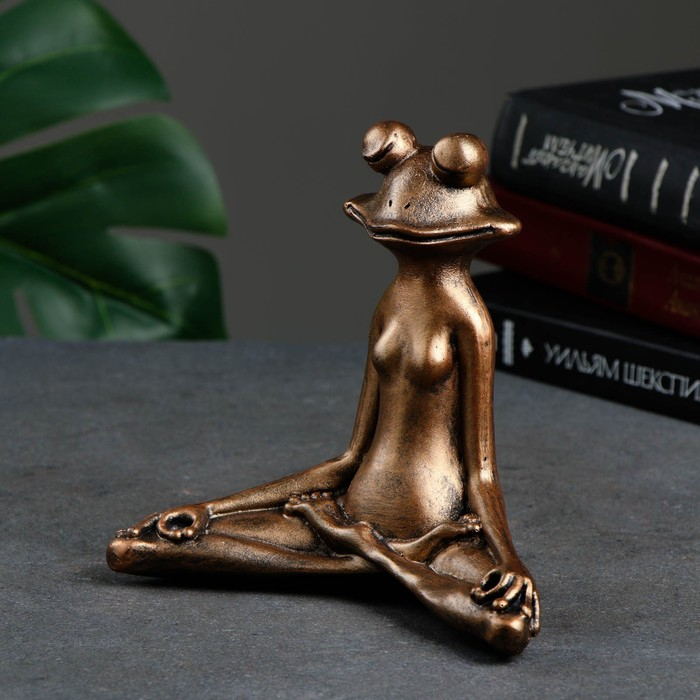 Фигура "Лягушка йог в позе лотоса" 16х16х6см, бронза