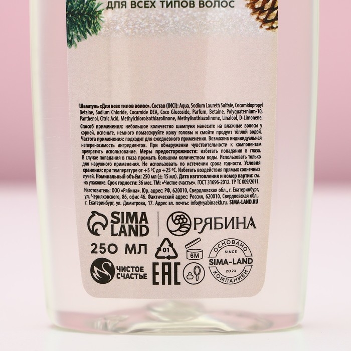 Подарочный набор косметики «С Новым Годом!», гель для душа и шампунь для волос, 2 х 250 мл, ЧИСТОЕ СЧАСТЬЕ Подарочный набор косметики «С Новым Годом!», гель для душа и шампунь для волос, 2 х 250 мл, ЧИСТОЕ СЧАСТЬЕ