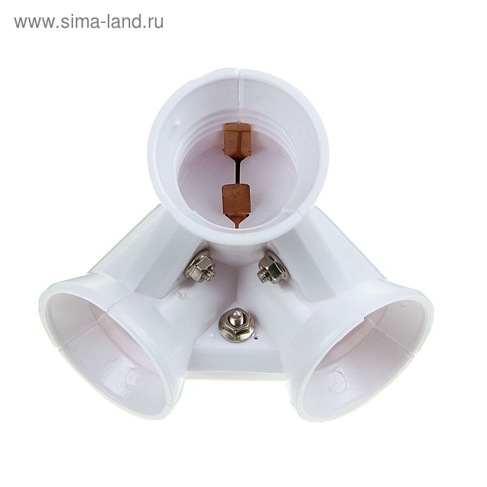 Переходник Ecolа, с цоколя E27 на 3хE27, белый Переходник Ecolа, с цоколя E27 на 3хE27, белый