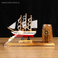 Корабль сувенирный на подставке, с карандашницей 22*7*15см Корабль сувенирный на подставке, с карандашницей 22*7*15см