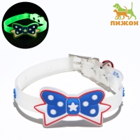 Ошейник "Бантик", 28 х 1 см, ОШ 18-24 см, прозрачный/синий Ошейник "Бантик", 28 х 1 см, ОШ 18-24 см, прозрачный/синий