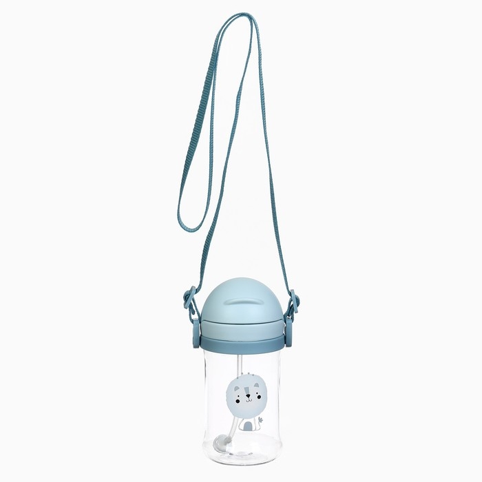 Поильник - непроливайка детский с силиконовой трубочкой и грузиком, от 9 мес., 350 мл., на ленте, цвет голубой, Крошка Я Поильник - непроливайка детский с силиконовой трубочкой и грузиком, от 9 мес., 350 мл., на ленте, цвет голубой, Крошка Я
