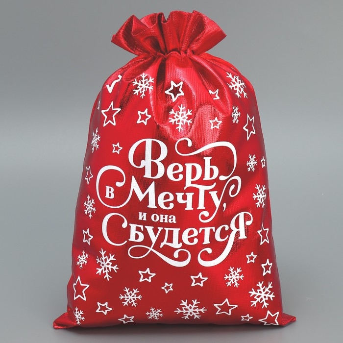 Мешочек подарочный парча &laquo;Верь в мечту&raquo;, 20 х 30 см +/- 1.5 см, Новый год