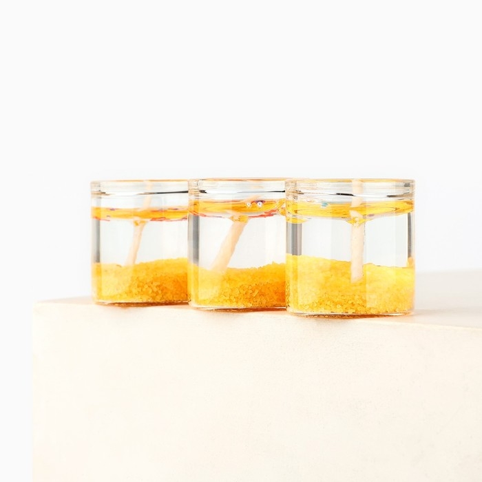 Свечи гелевые новогодние &laquo;Волшебство рядом&raquo; на Новый год на Новый год, 3 шт, золотые, 2,5 х2,5 х 2,5 см