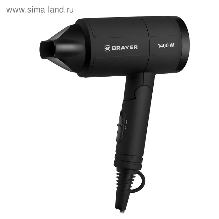 Фен BRAYER 3040BR, 1400 Вт, 2 скорости, складная ручка, шнур 1.8 м, чёрный Фен BRAYER 3040BR, 1400 Вт, 2 скорости, складная ручка, шнур 1.8 м, чёрный
